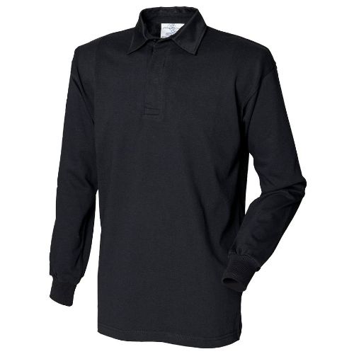 Front Row Long Sleeve Plain Rugby Shirt Black/Black